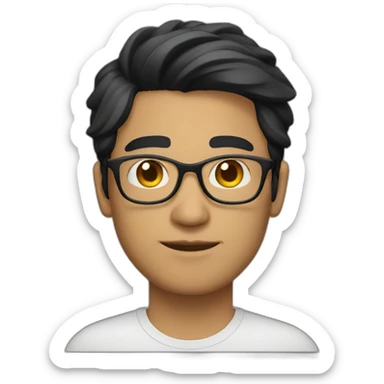 a light skin Pakistani man, with round glasses, techy, black hair, in a shirt  sticker