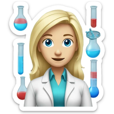 Blonde Female chemist scientist wit blue eyes and long hair  sticker