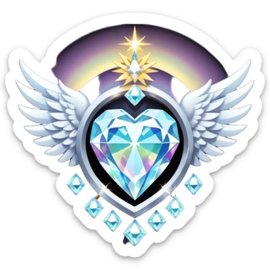 holy diamond emblem with white wings and diamond in the middle sticker