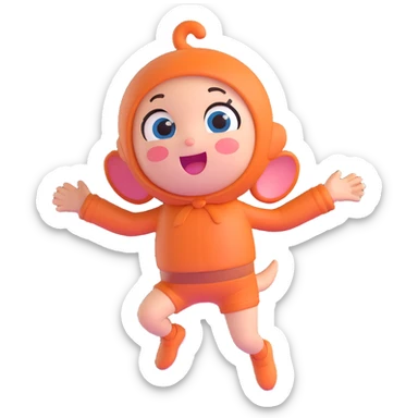 cute character with an extremely giddy and excited expression, jumping, blushing, eyes wide open sticker