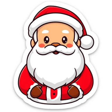 Jolly Santa Claus head with rosy cheeks, white fluffy beard, and classic red hat sticker