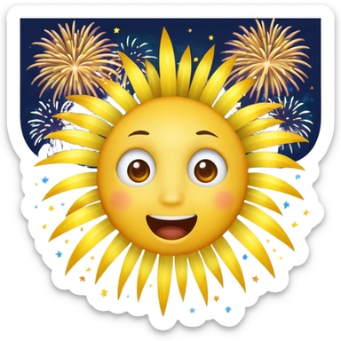 yellow face looking up at fireworks, excited expression sticker