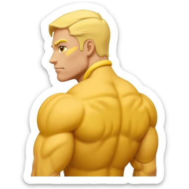 Emoji of Shoulders Muscle from side view, the human is yellow like on iphones. He has big shoulders. sticker