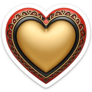 Gold heart with black details  sticker