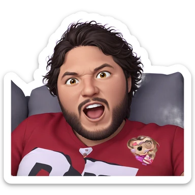 boy with beard and red shirt sticker