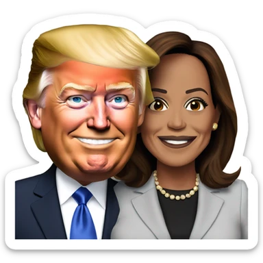 Donald trump with Kamala Harris  sticker