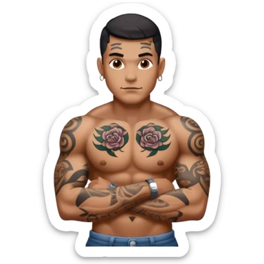 man have more tattoos on his complete body  sticker