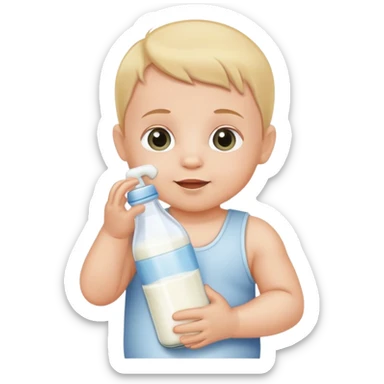 Baby holding milk bottle sticker