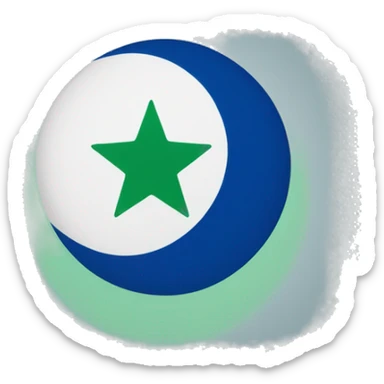 Nigerias flag with a blue crescent moon and star in the middle. sticker