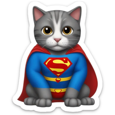 cat in a superman costume sticker