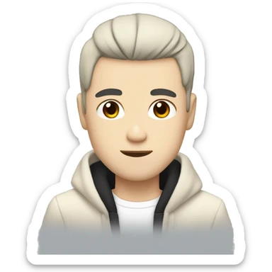 white skin color japanese man with black anime hair, make it from shoulders and create only one emoji sticker