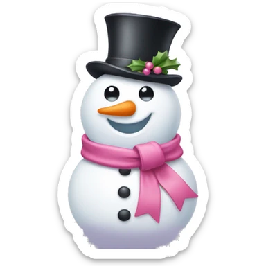 Snowman with pink bow on its ear sticker
