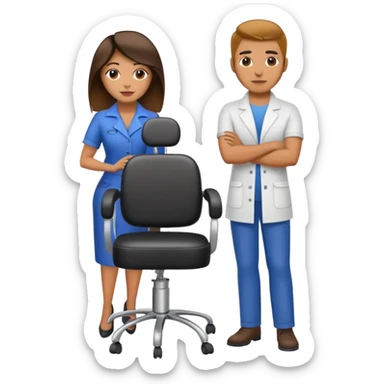 Hispanic hairstylist standing behind stylist chair sticker