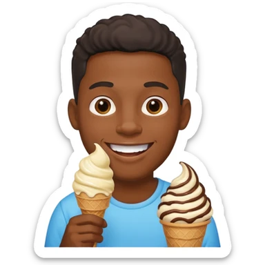 black man eats ice cream  sticker