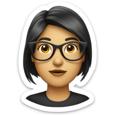 female duck wearing glasses with dark hair sticker