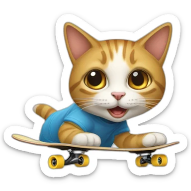 Un chat qui fait du skate board sticker