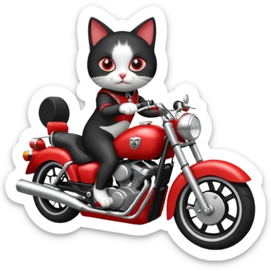 Black and white Cat on red and black motorcycle sticker