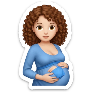 Girl with brown curly hair pregnant  sticker