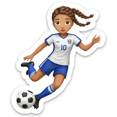 Mixed girl with braid playing soccer sticker