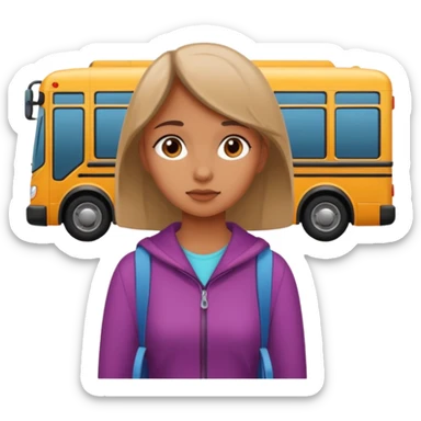 girl waiting for the bus sticker