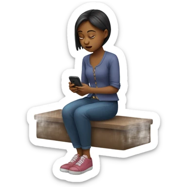 Girl texting on her phone sticker