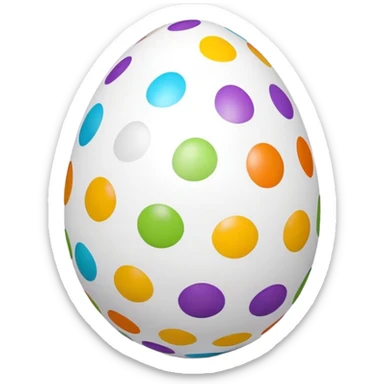 3D emoji of an Easter egg with a smooth surface, featuring colorful polka dots in various sizes, and a glossy finish in emoji style. sticker