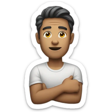 man shrugging with shoulders and hand sticker