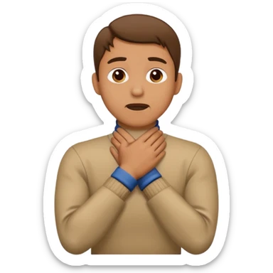 Man with hands gripped around NECK crossed like he is choking sticker