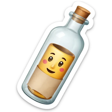 glass bottle with a paper message inside sticker