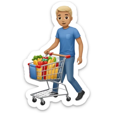 man-with-a-shopping-cart-full-body sticker