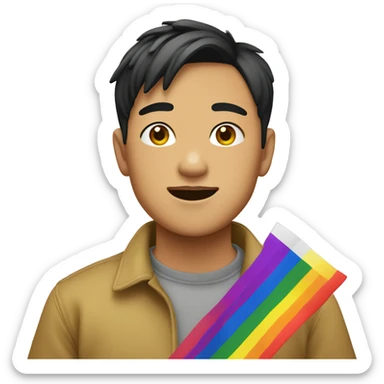 Pride flag Asian boy sticker