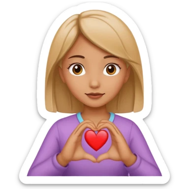 girl hand gesturing a heart sticker