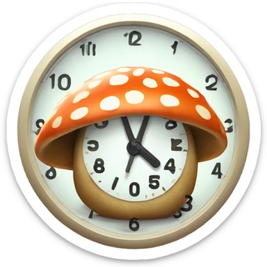 Clock showing time as 8:36 on a magic mushroom trip sticker