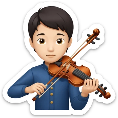 asian boy playing violin sticker