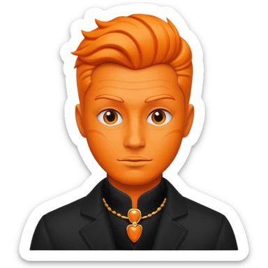 Orange cat man with black pompadour  sticker