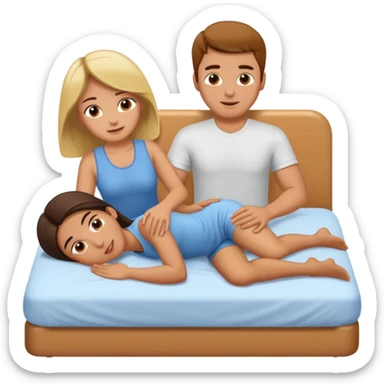 Girl massaging guy on bed sticker