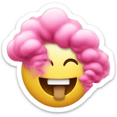 smiling face blowing pink smoke sticker