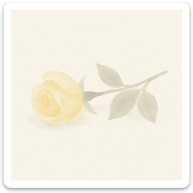 yellow rose laying on its side, watercolor illustration sticker
