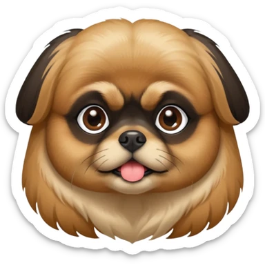 Black and tan Pekingese dog with tan around its snout and 2 tan spots above her eyes ￼ sticker