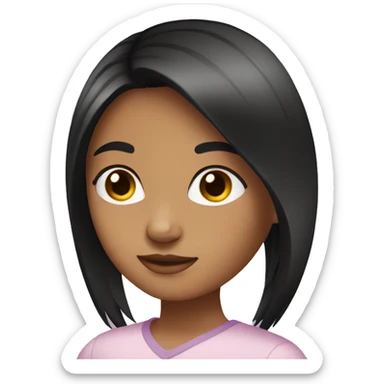 medium skin-young girl-with Hair straight  black sticker