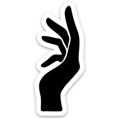 female hand with elegant fingers, minimalist silhouette, solid black fill, modern style sticker