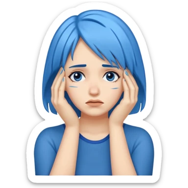 Facepalm woman with blue hair sticker