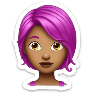 Girl with medium magenta hair sticker