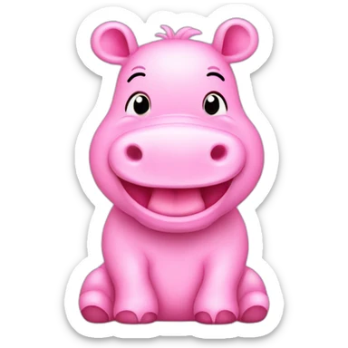 cute pink hippo with a smile sticker