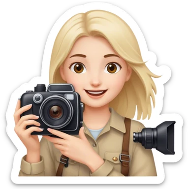 Mädchen das eine Kamera bedient und richtig glücklich ist sticker