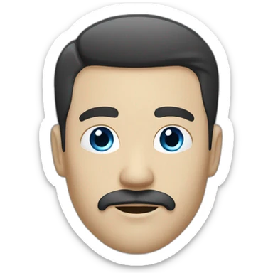 white man with blue eye black hair with mustache plus goatee sticker