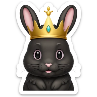 Black bunny with crown sticker
