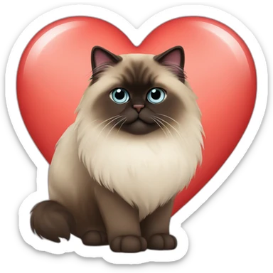 Himalayan cat in red heart sticker