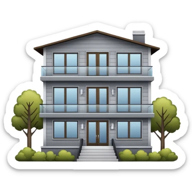 Generate a modern looking house, with grey wood panels on the outside, 2 floors sticker