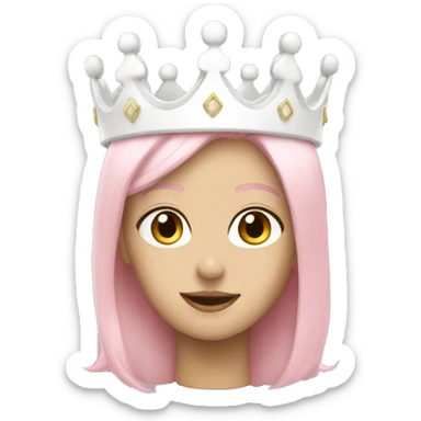 White and pastel pink crown sticker